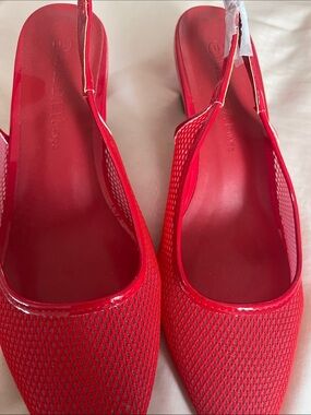 Mesh red kitten  heels